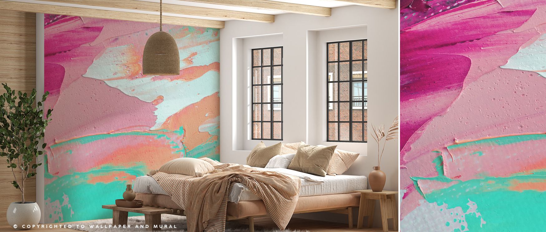 Radiant calm defines Pink Ocean Wallpaper, presenting seascape imagery in pink hues. Bedrooms and living rooms are enriched with refinement, charm, and balance, surrounding interiors with timeless resonance, elegance, and artistry that reflects natural tr