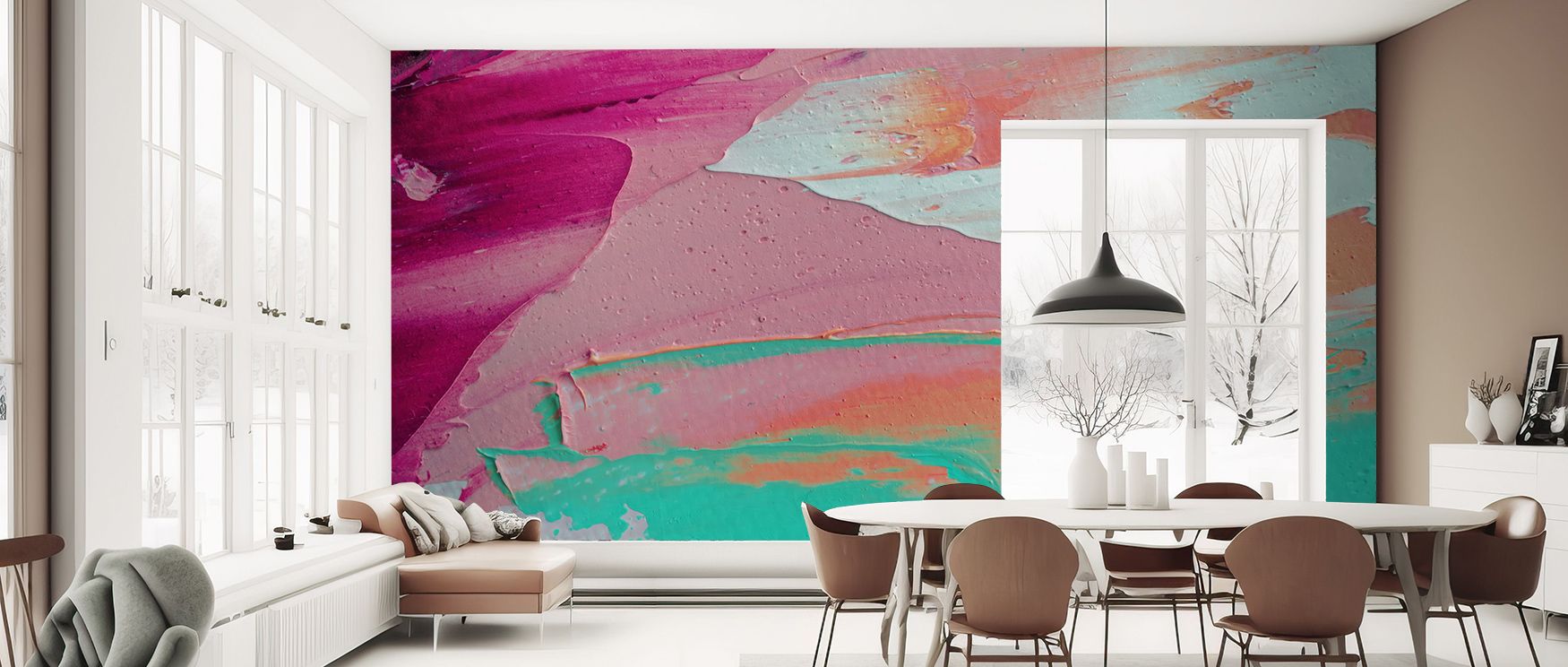 Tranquil presence appears in Pink Ocean Wallpaper, blending waves with pink tones. Bedrooms and living rooms are enriched with resonance, refinement, and balance, surrounding interiors with timeless resonance, artistry, and elegance that reflects serenity