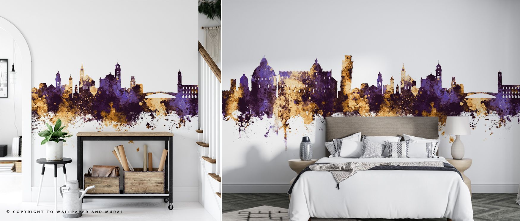 Radiant depth thrives in Pisa Italy Skyline Purple & Gold Wallpaper, presenting landmarks with elegance. Bedrooms and living rooms resonate with resonance, refinement, and sophistication, surrounding interiors with cultural pride, artistry, and timeless r