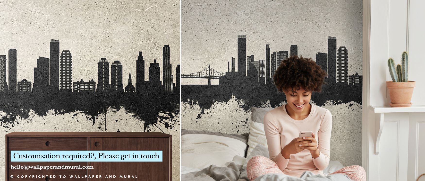 Layers of muted strength shape the Queens New York Skyline Concrete Wallpaper, towers etched with subtle rhythm. Interiors glow with atmosphere, enriched with sophistication, making living rooms or dining spaces modern sanctuaries of clarity and elegance.