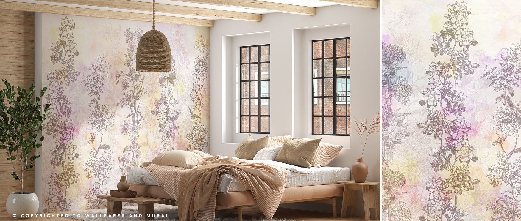 In the Reaching For the Sun Wallpaper, blossoms rise with luminous rhythm, golden tones enriching interiors with atmosphere of warmth, surrounding bedrooms, hallways, or living rooms with artistry that inspires joy and timeless sophistication. 