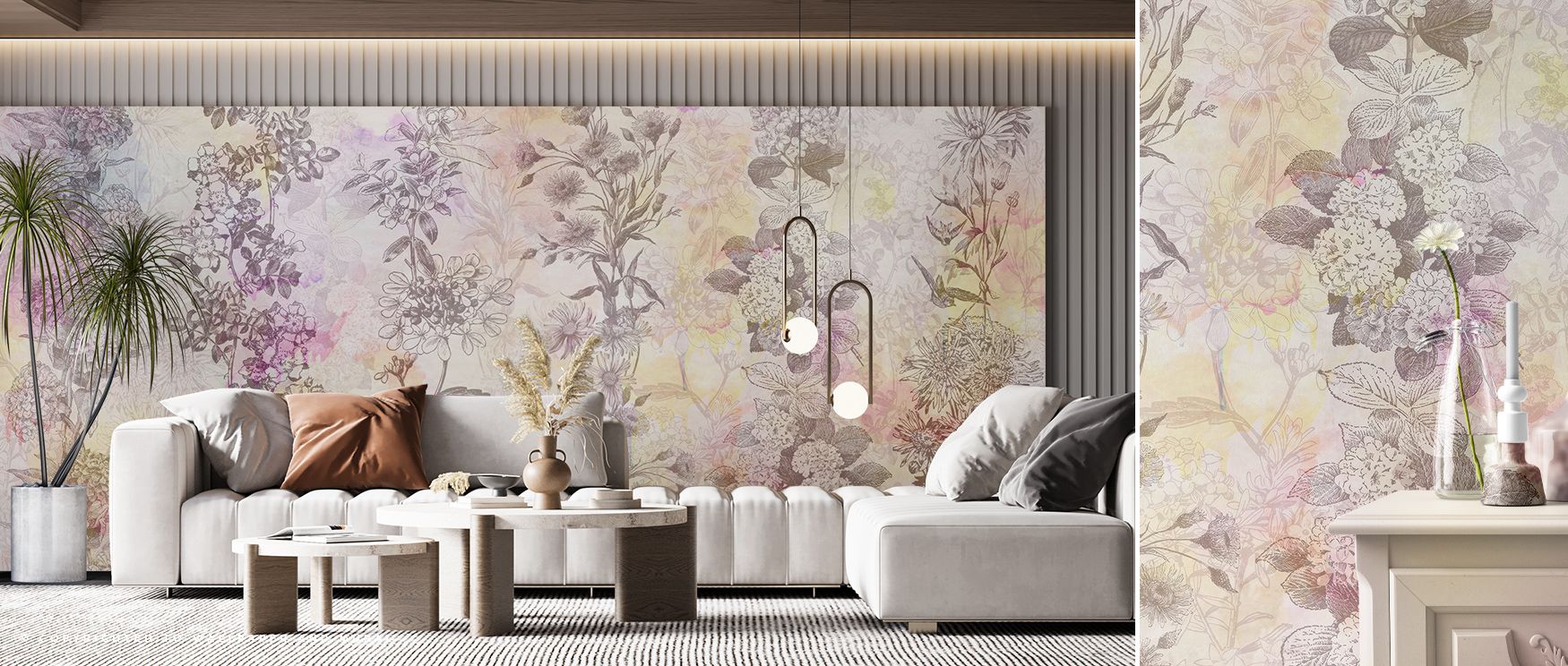 In the Reaching For the Sun Wallpaper, blossoms stretch upward with brilliance, golden tones enriching interiors with atmosphere of joy, surrounding bedrooms, dining spaces, or hallways with artistry that radiates timeless charm. 