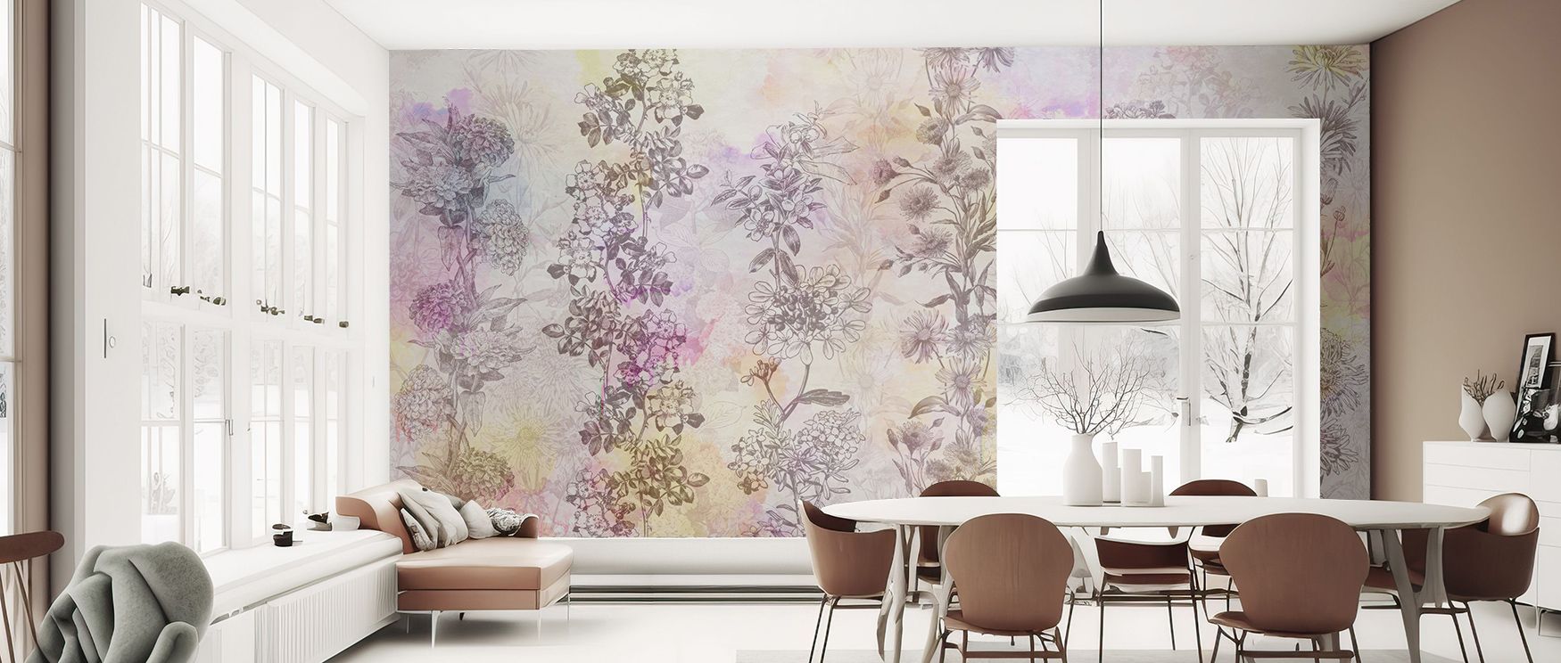 Radiant petals define the Reaching For the Sun Wallpaper, blossoms layered in golden glow enrich interiors with atmosphere of balance, surrounding bedrooms, living areas, or hallways with artistry that inspires elegance and timeless vitality. 