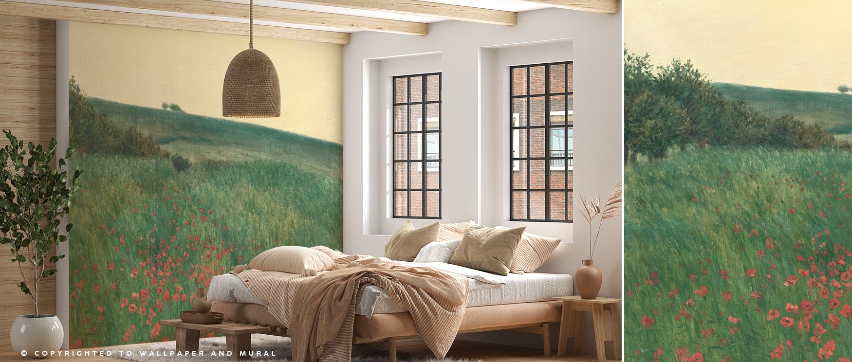 In the Red Poppies (1910) Oil Painting Wallpaper, blossoms unfold with vibrant rhythm, tones painted in artistry enrich interiors with atmosphere of balance, surrounding bedrooms, hallways, or living spaces with refinement that radiates timeless beauty. 