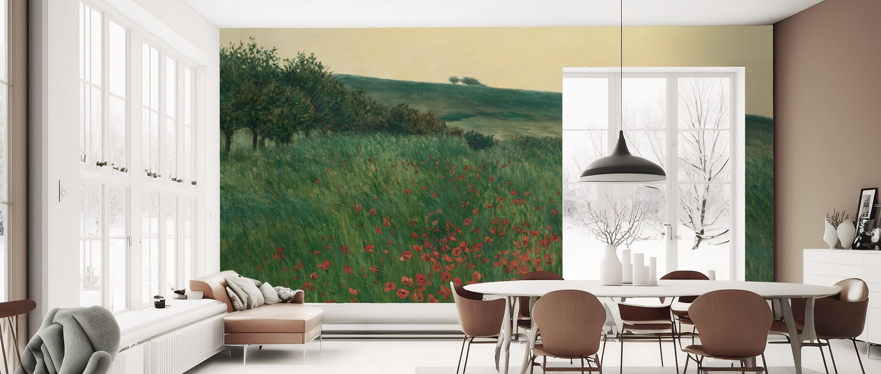Painted petals flow across the Red Poppies (1910) Oil Painting Wallpaper, red blossoms enriching interiors with atmosphere of elegance, surrounding bedrooms, hallways, or living spaces with artistry that radiates timeless beauty. 