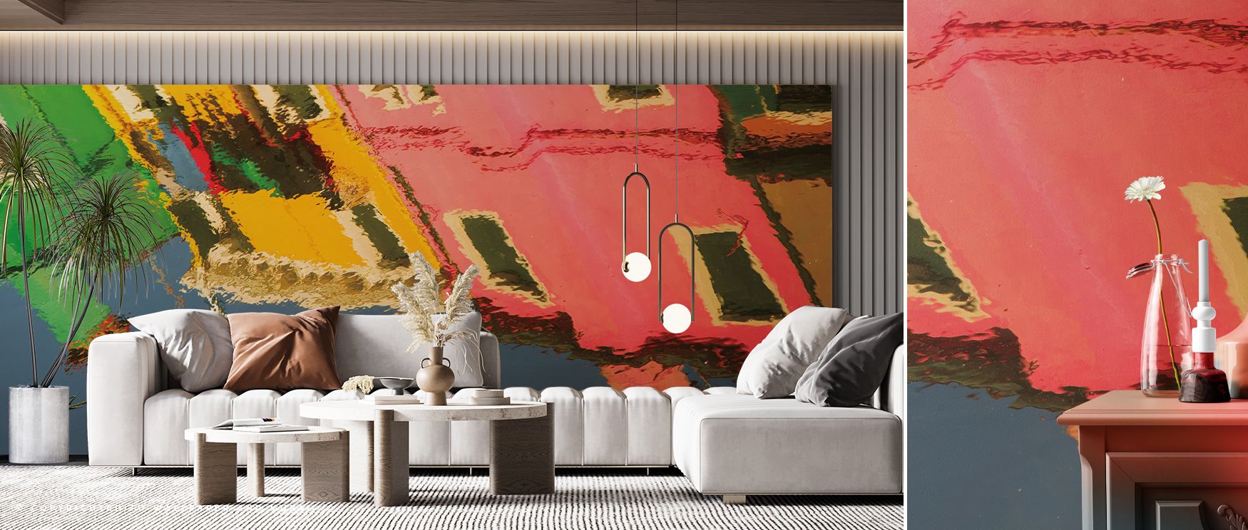 In the Reflections of Burano X Wallpaper, color and stillness unite through reflections that enrich interiors with serenity, every mirrored detail adds rhythm to the design, surrounding spaces with an atmosphere of tranquility that breathes artistic beaut