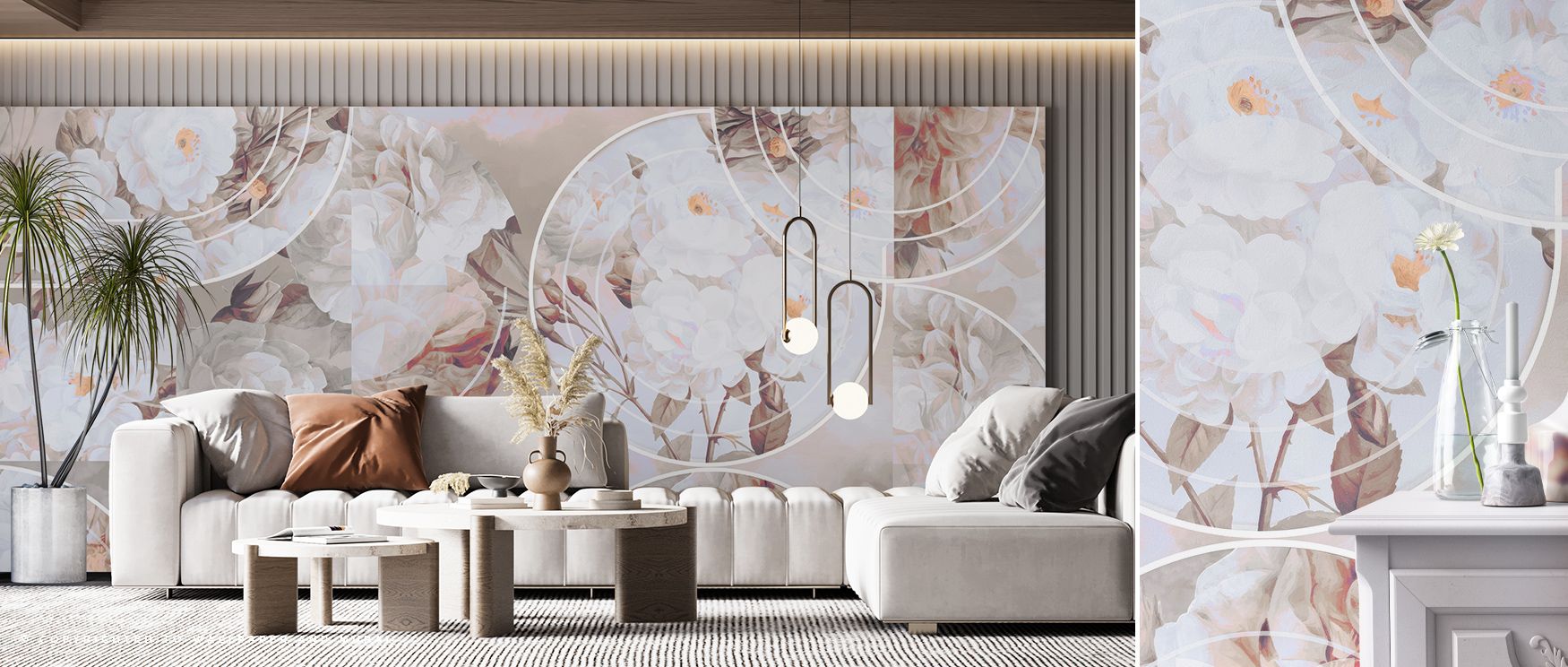 In the Retro Roses Wallpaper, vintage petals unfold in layered tones, enriching interiors with atmosphere of charm and romance, surrounding walls with beauty and warmth that enhances bedrooms, dining areas, or hallways with timeless artistry and calm pres