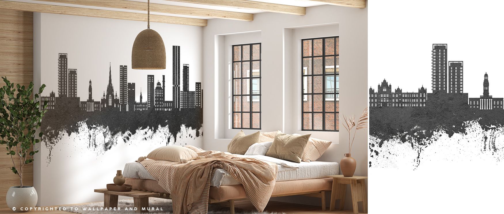 Monochrome tones define the Salford England Skyline Black & White Wallpaper, silhouettes layered in strength enrich interiors with atmosphere of refinement, surrounding bedrooms, dining areas, or hallways with artistry that radiates timeless balance. 