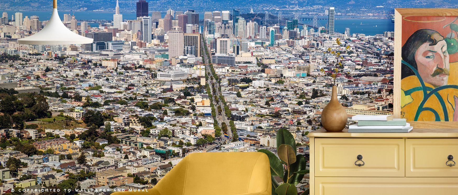 City vibrancy glows within the San Francisco Cityscape Wallpaper, panoramic tones enriching interiors with atmosphere of balance, surrounding bedrooms, dining areas, or offices with artistry and timeless refinement. 