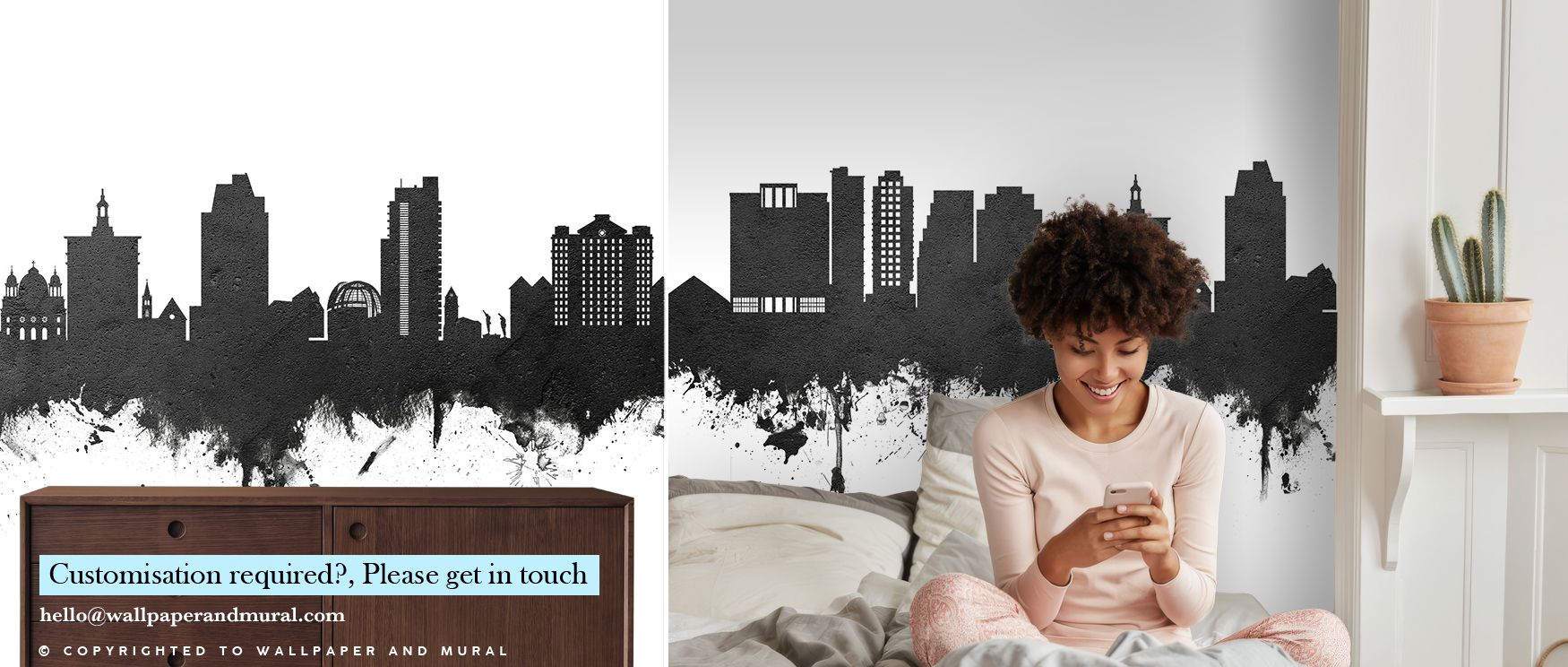 Painted in monochrome tones, the San Jose California Skyline Black & White Wallpaper reflects timeless charm, enriching interiors with atmosphere of refinement, surrounding bedrooms, living spaces, or offices with artistry and balance. 