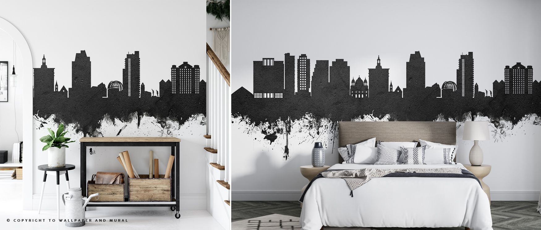 Refined silhouettes flow across the San Jose California Skyline Black & White Wallpaper, enriching interiors with atmosphere of balance, surrounding bedrooms, living rooms, or offices with artistry and timeless sophistication. 