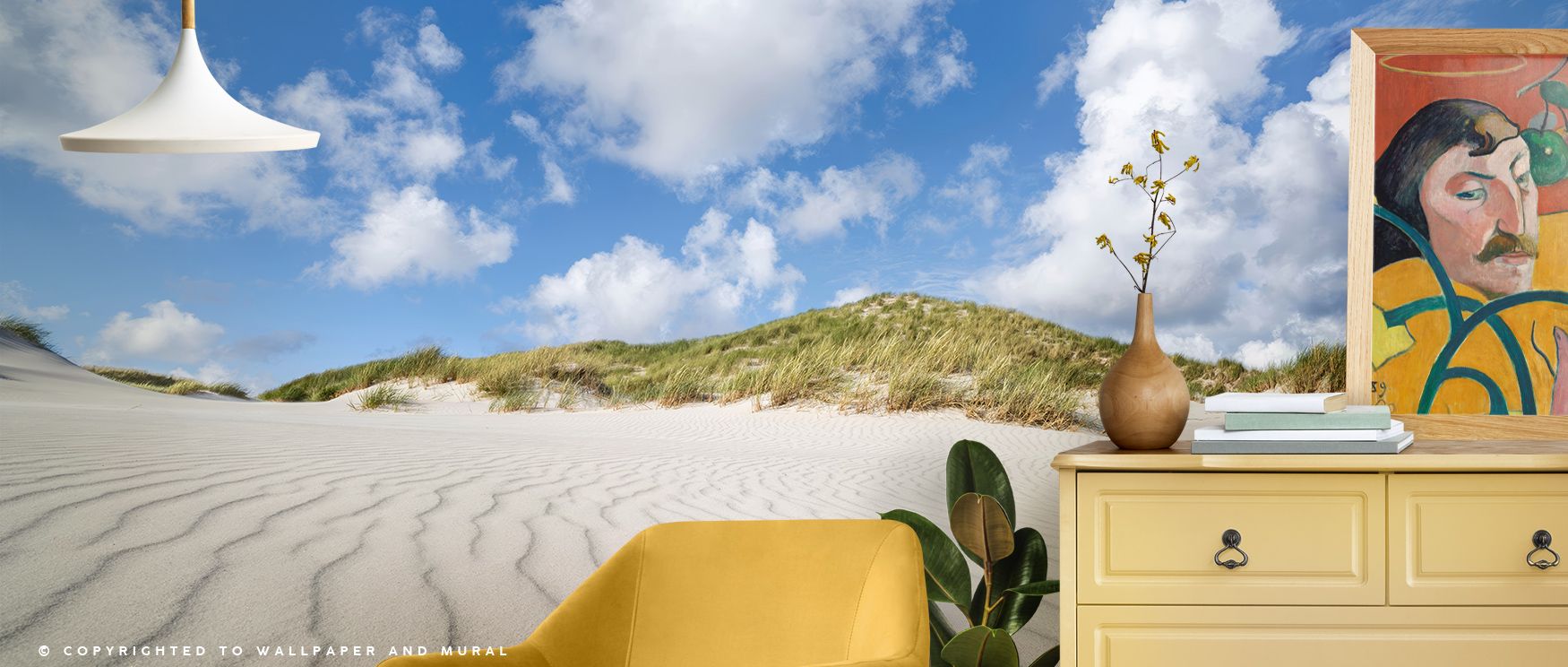 The Sand Dune Macro Wallpaper carries elegance into interiors, earthy tones layered with textures enrich walls with atmosphere of refinement, surrounding bedrooms, living areas, or offices with artistry and timeless calm. 
