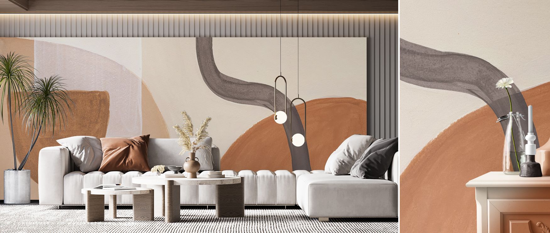 Subtle textures glow in Sandy Balance Line with Artistic Textures Wallpaper, imagery painted in refined rhythm that fills bedrooms with balance and serenity, interiors transformed into reflective sanctuaries alive with artistry and timeless calm. 