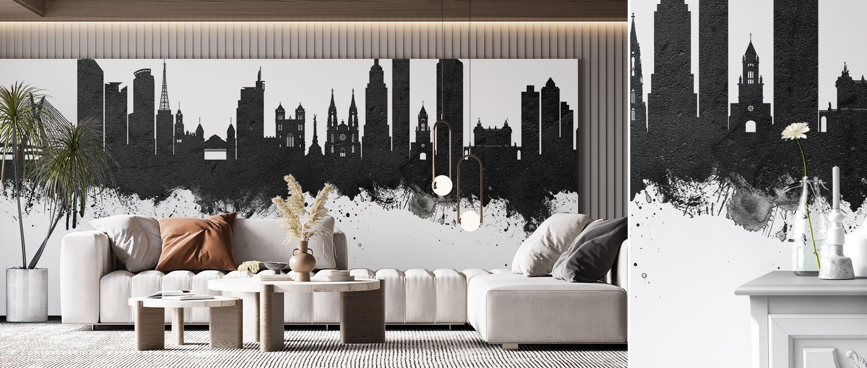 Architectural silhouettes shine through São Paulo Brazil Skyline Wallpaper, black and white tones surrounding bedrooms with urban poise, interiors enriched with cultural sophistication, walls radiating timeless artistry and balance. 