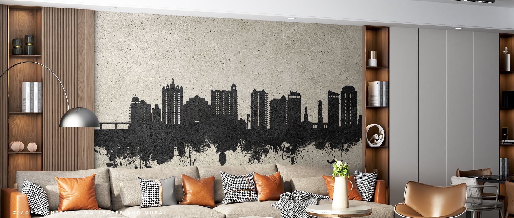 Sarasota Florida Skyline Wallpaper radiates urban elegance, concrete-inspired tones shaping bedrooms with refined presence, interiors glowing with balance and walls enriched by modern sophistication and charm. 