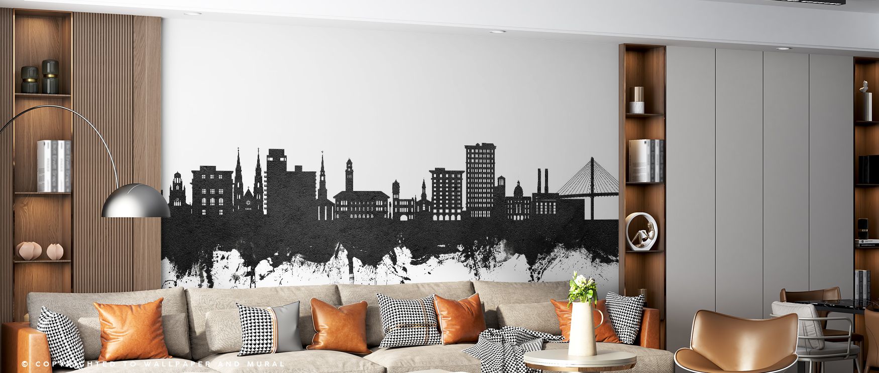Radiant in simplicity, the Savannah Georgia Skyline Black & White Wallpaper carries artistry through architectural rhythm. Silhouettes stretch across walls, painted in contrasting shades that breathe elegance into interiors. The interplay of tones capture