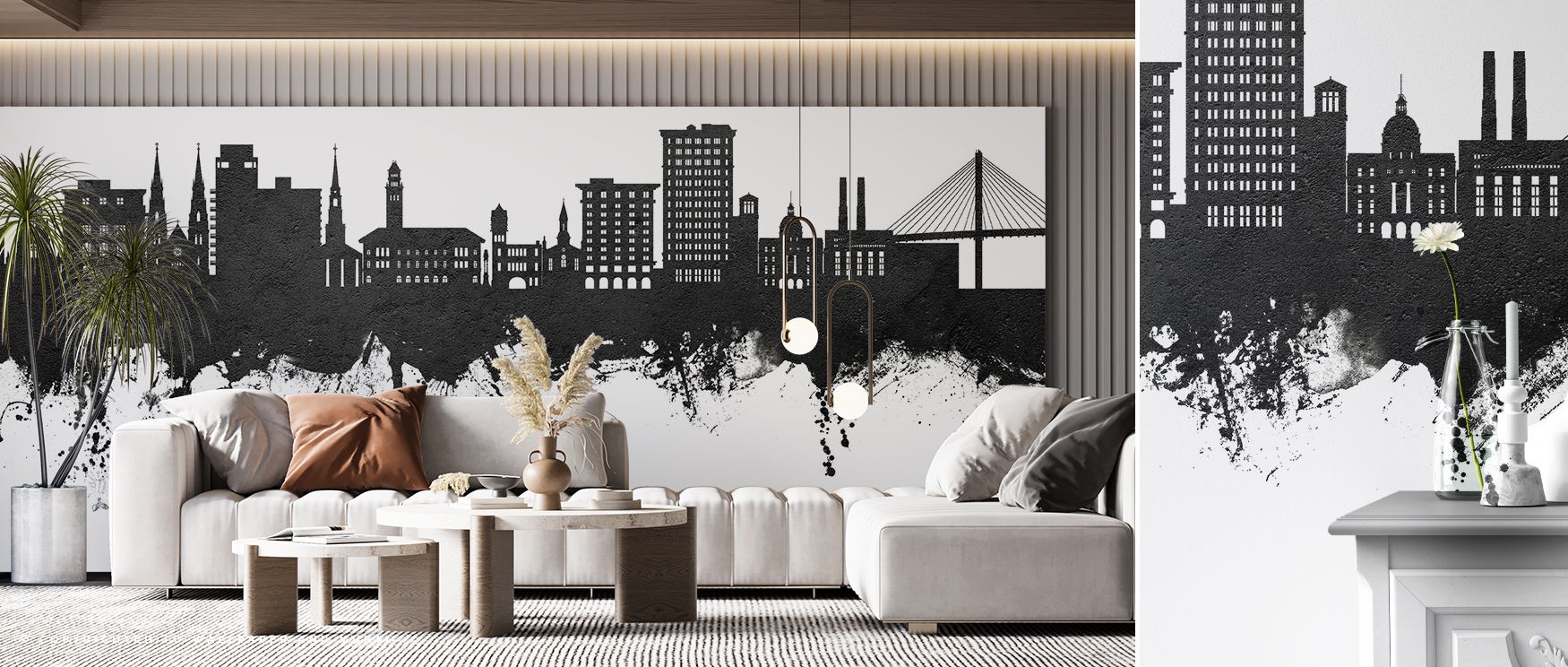 Painted in striking detail, the Savannah Georgia Skyline Black & White Wallpaper enriches interiors with atmosphere of refinement. Bold architectural forms rise across monochrome tones, carrying strength into balanced artistry. Bedrooms, dining rooms, or 