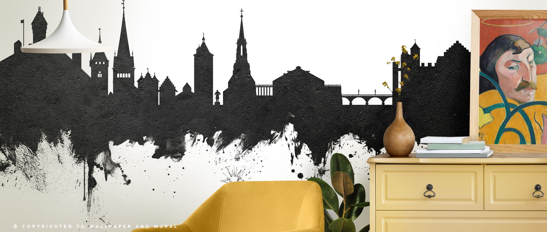 Across monochrome depth, the Schaffhausen Switzerland Skyline Black & White Wallpaper glows with elegance, silhouettes layered in rhythm enrich interiors with refinement, surrounding bedrooms, living areas, or offices with artistry and timeless sophistica