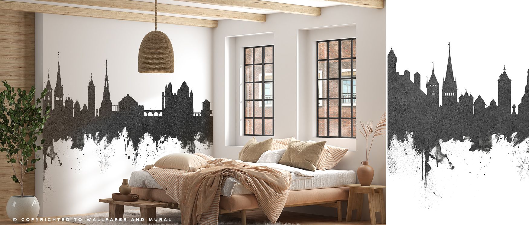 Amidst layers of tone, the Schaffhausen Switzerland Skyline Black & White Wallpaper radiates calm brilliance, architectural silhouettes enriching interiors with atmosphere of refinement, surrounding bedrooms, dining rooms, or offices with artistry and bal