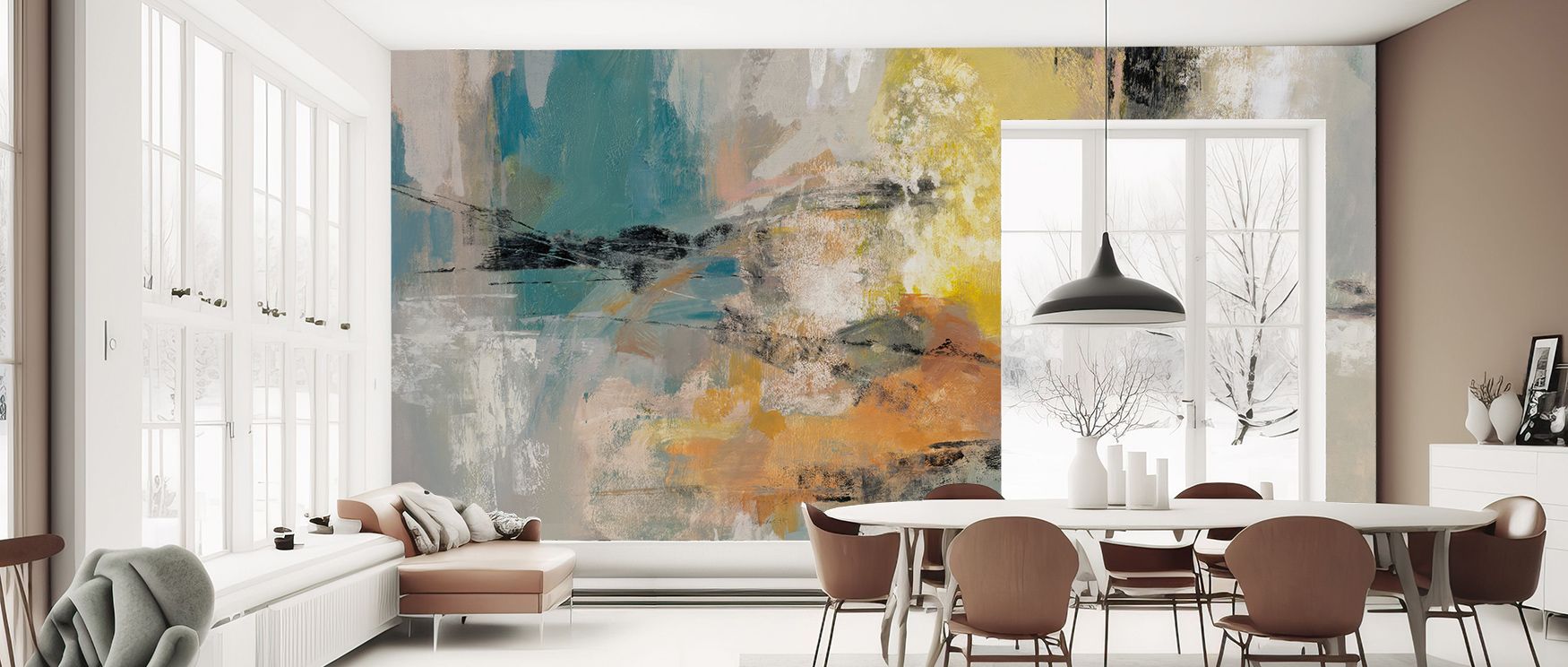 The Sea And Land Landscape on Canvas Wallpaper radiates tranquility with oceanic depths melting into earthy balance, textures creating an endless seascape of atmosphere, enveloping walls in serenity and carrying into living spaces a sense of retreat that 