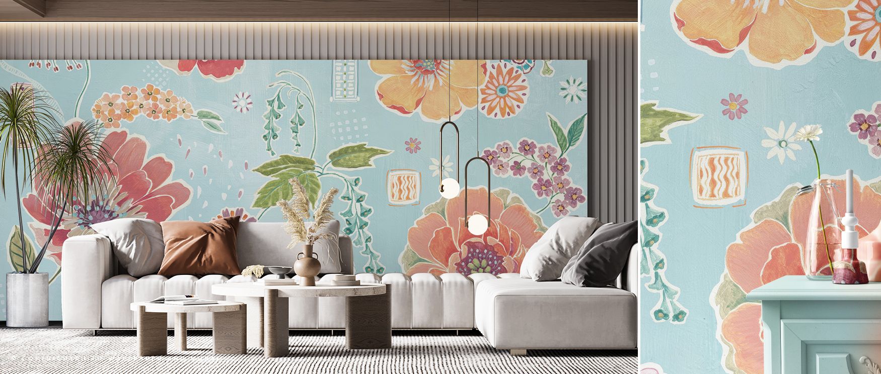 The Simple Blossom Floral Elegance Wallpaper flows with blossoms in tender light, petals layering across walls in atmospheric softness, transforming living spaces into havens of serenity while radiating gentle presence and timeless floral sophistication. 