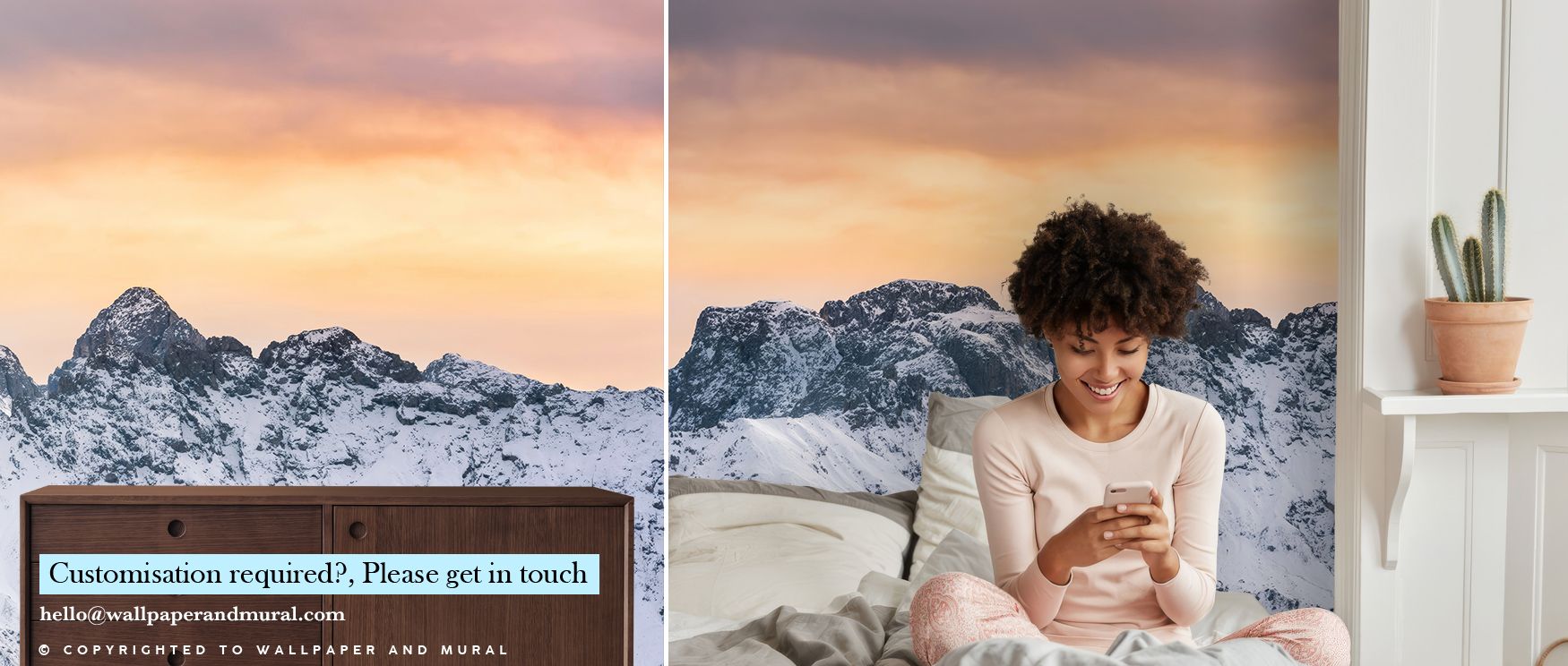 Alpine brilliance radiates from the Snowy Mountain Ridge Scenic Beauty Wallpaper, snowy textures shimmering with poise, enriching bedrooms with natural grandeur and filling interiors with calm resonance and timeless grace. 