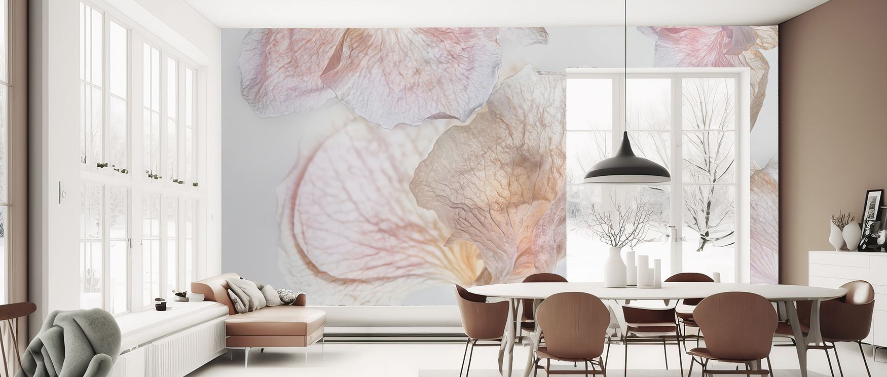 A vision of serenity shines within the Soft Embrace Gentle Floral Wall Art, blossoms painted in soft tones, offices enriched with reflective calm, interiors glowing with atmosphere shaped by natural rhythm and delicate elegance. 