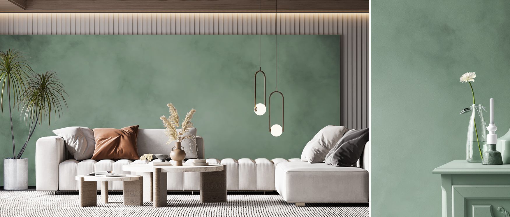 Soft transitions expand across the Soft Fog Moss Green Tranquil Wall Art, tones of green enveloping interiors in gentle rhythm, living areas becoming landscapes of calm atmosphere, filled with serenity that inspires reflection and poetic stillness across 