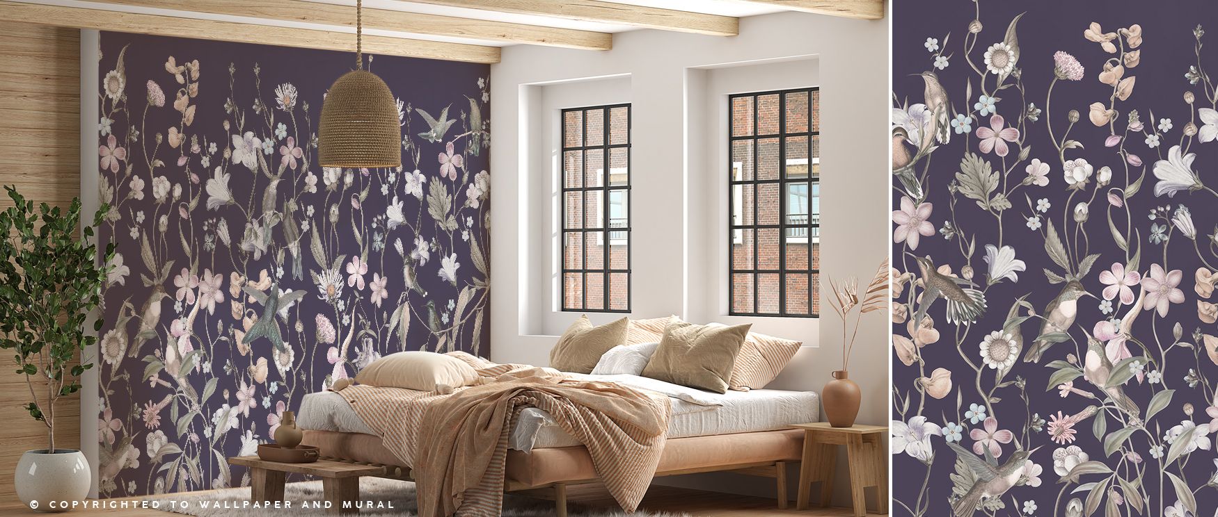 Blossoms painted in dark tones glow across the Sound of Spring Dark BlueAAA Floral Elegance Wallpaper, imagery unfolding in luminous rhythm, living rooms enriched with reflective calm, interiors filled with floral artistry, walls layered in harmony and po