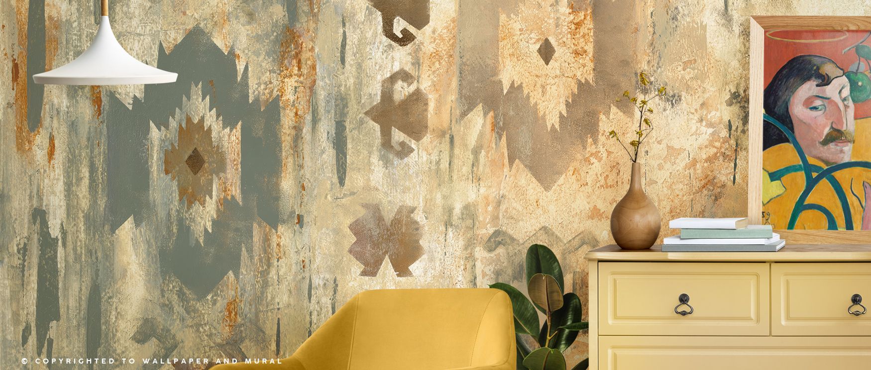 Southwest Design IV Tribal Elegance Wallpaper radiates refined presence, motifs layered in cultural artistry, bedrooms enriched with resonance, interiors glowing with poise, walls shaped into sanctuaries of heritage calm and timeless charm. 