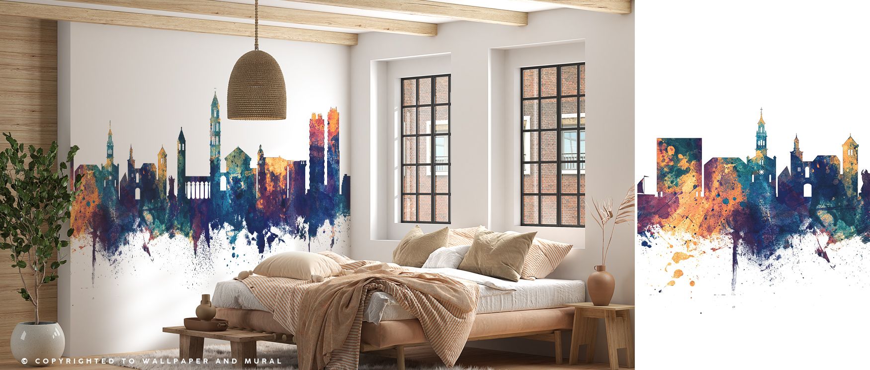 Split Croatia Skyline Blue & Bronze Wallpaper glows with urban artistry, silhouettes enriched in radiant tones, living rooms filled with cultural charm, interiors glowing with harmony, walls transformed into luminous canvases of sophistication. 