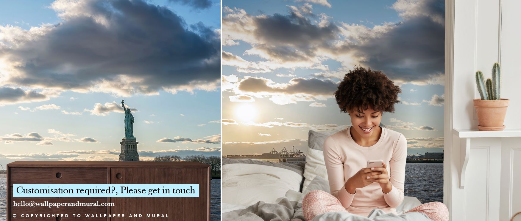 Poetic charm flows through the Statue of Liberty Cruise New York Charm Wallpaper, imagery painted in luminous tones, bedrooms enriched with serenity, interiors filled with heritage resonance, walls layered in cultural sophistication and reflective calm. 