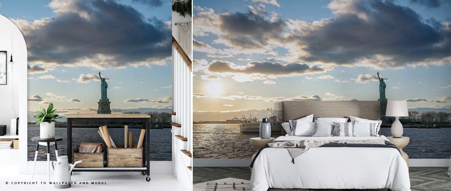 Statue of Liberty Cruise New York Charm Wallpaper glows with iconic artistry, offices enriched with heritage presence, interiors layered in cultural resonance, walls transformed into canvases that reflect elegance and pride. 