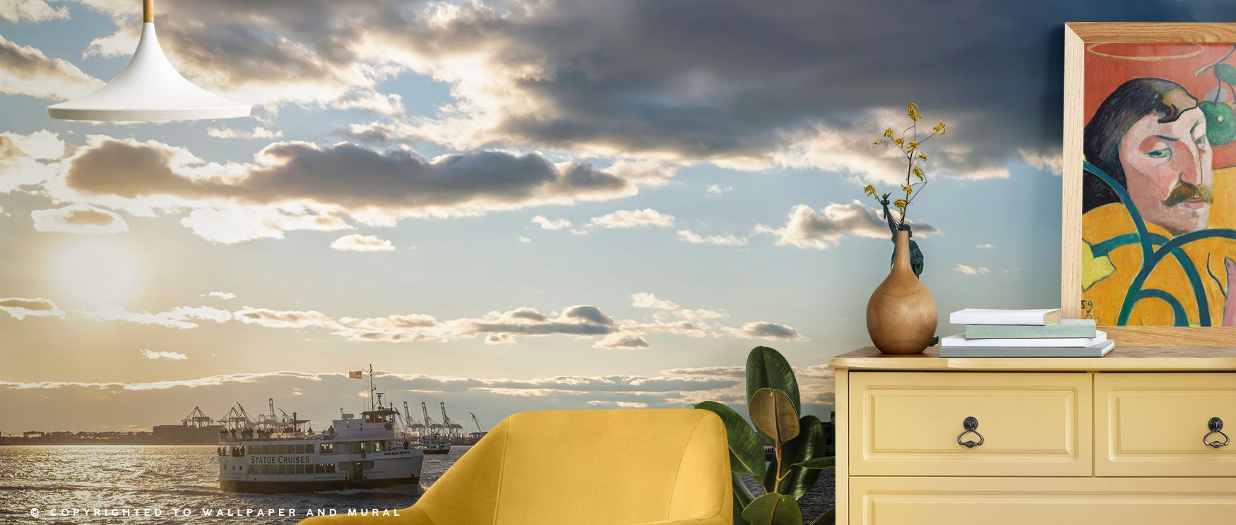 Statue of Liberty Cruise New York Charm Wallpaper carries cultural resonance, bedrooms enriched with elegance, interiors glowing with calm artistry, walls transformed into sanctuaries filled with heritage balance and timeless pride. 