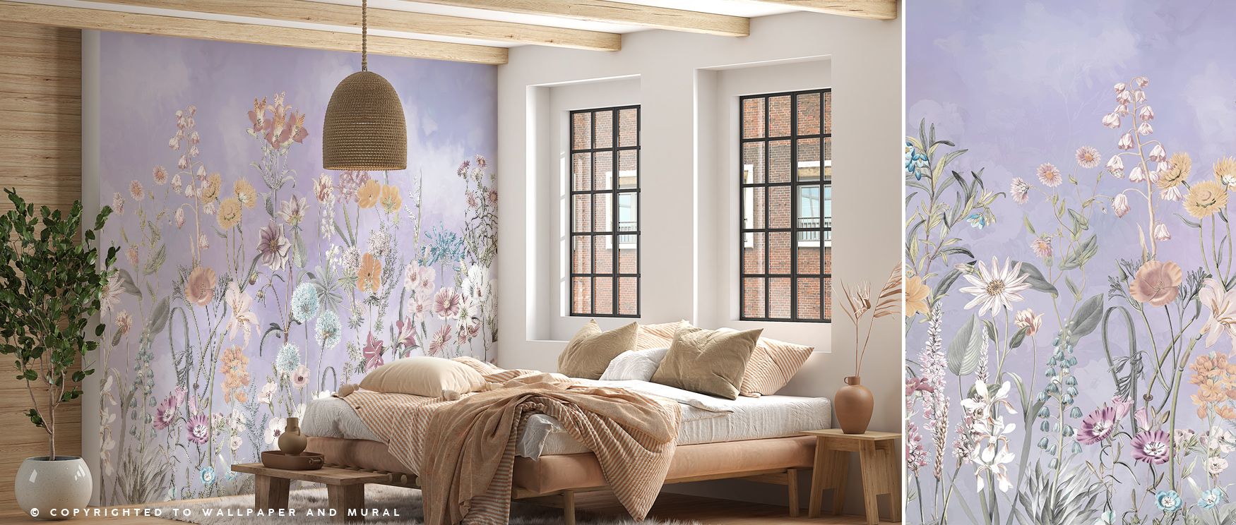 Summer Meadow Floral Elegance Wallpaper radiates floral refinement, blossoms painted in luminous tone, living rooms enriched with serenity, interiors glowing with artistry, walls transformed into poetic expressions of charm. 