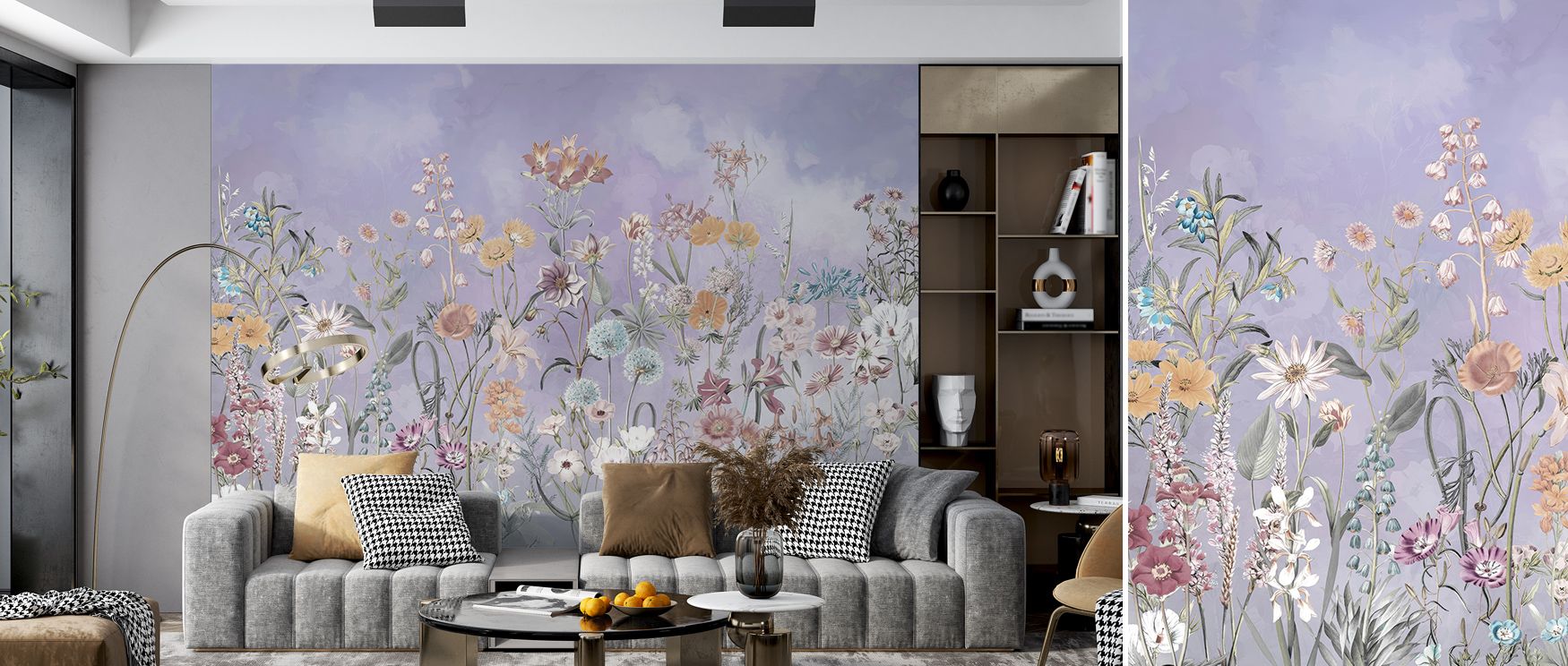 Blossoms flow across the Summer Meadow Floral Elegance Wallpaper, imagery glowing in luminous resonance, bedrooms enriched with calm charm, interiors glowing with floral artistry, walls transformed into sanctuaries of elegance. 