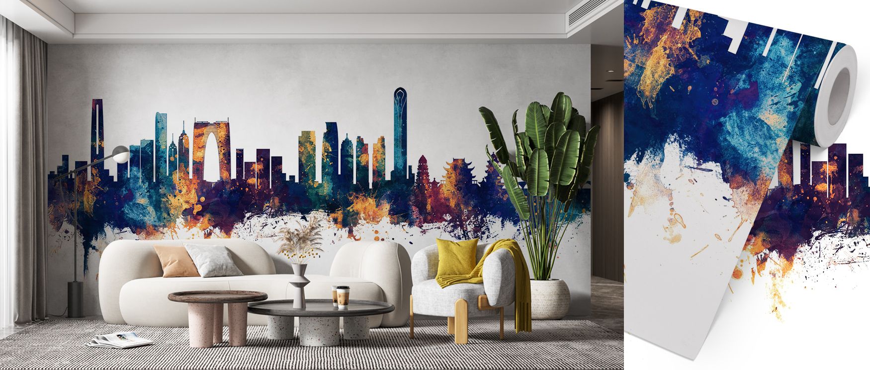 A refined interplay of metallic brilliance defines Suzhou China Skyline with Blue & Bronze Accents Wallpaper, where architectural silhouettes create balance. Its luminous palette conveys timeless grace, reflecting both heritage and modern vibrancy. This d