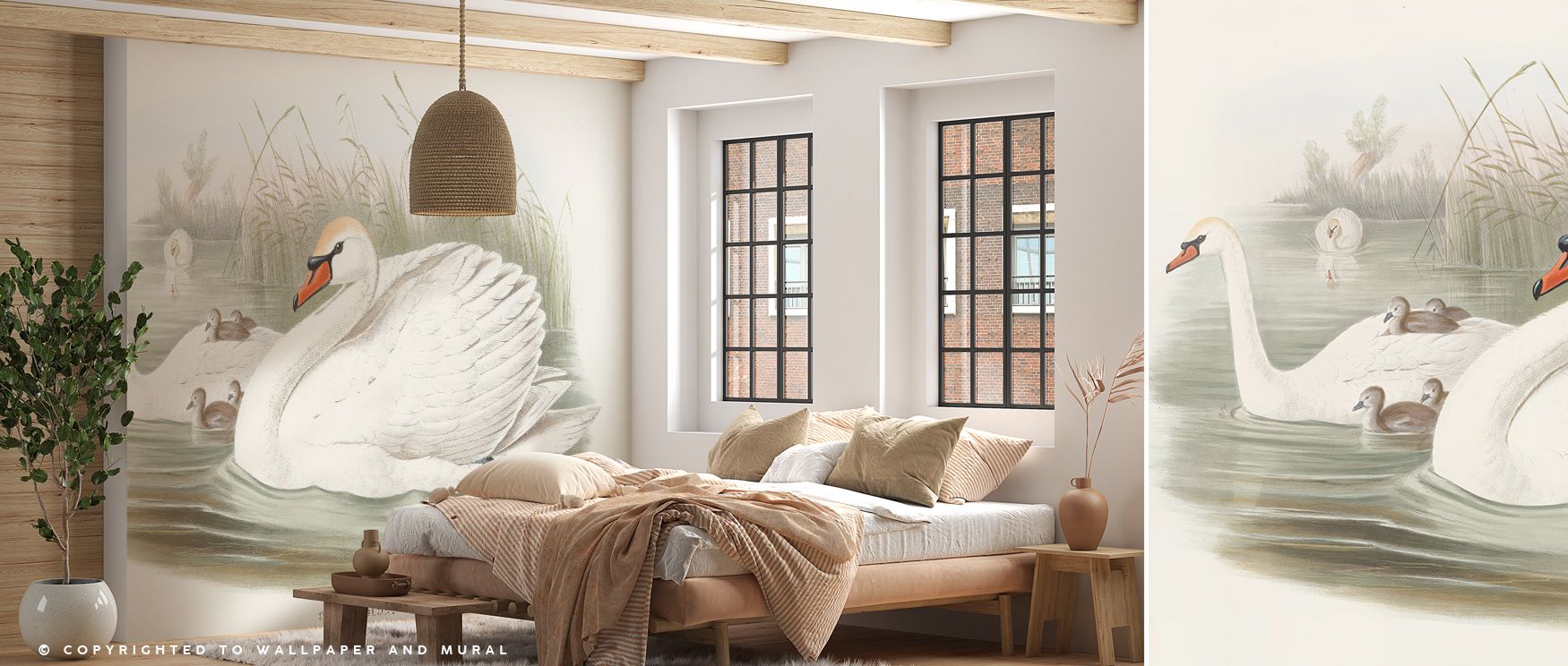 Swan Lake Elegant Wall Art depicts a reflective vision where swans move gracefully across tranquil waters. Its soft tones capture elegance and calm, evoking timeless serenity through natural textures. This refined artwork enriches bedrooms, living rooms, 