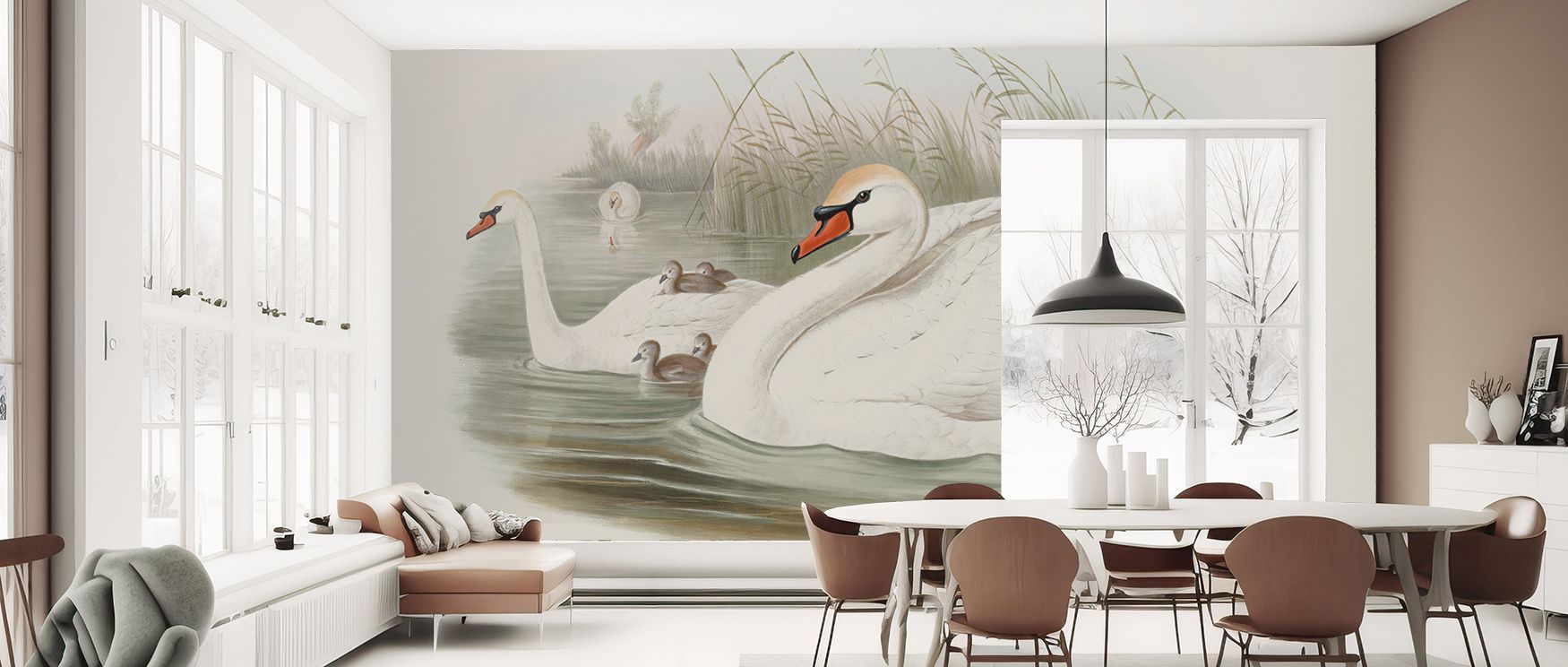 The Swan Lake Elegant Wall Art illustrates natural serenity where swans embody graceful rhythm across calm waters. Its flowing palette conveys timeless elegance, evoking an atmosphere of reflection. This composition enriches bedrooms, living rooms, or off