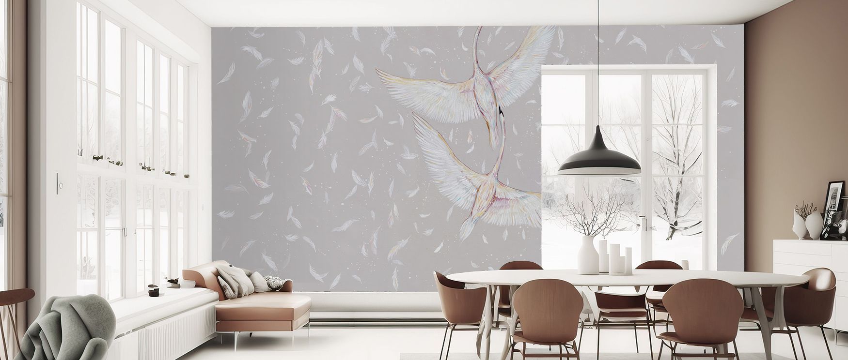 The Swans Graceful Wall Art radiates gentle sophistication where movement and stillness converge across tranquil surfaces. Soft textures highlight natural elegance, encouraging peaceful reflection. This artwork enhances bedrooms, living rooms, or offices,