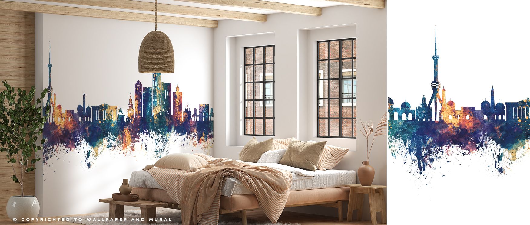 The Tashkent Uzbekistan Skyline with Blue & Bronze Highlights Wallpaper portrays elegance through glowing bronze tones layered against serene blue. Its composition balances history and modern refinement, evoking timeless charm. This luminous artwork enhan