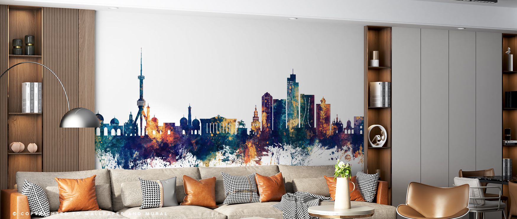 Refined vibrancy defines Tashkent Uzbekistan Skyline with Blue & Bronze Highlights Wallpaper, where architecture rises in harmony against luminous tones. Its palette conveys sophistication and charm, reflecting both heritage and modernity. The design enri