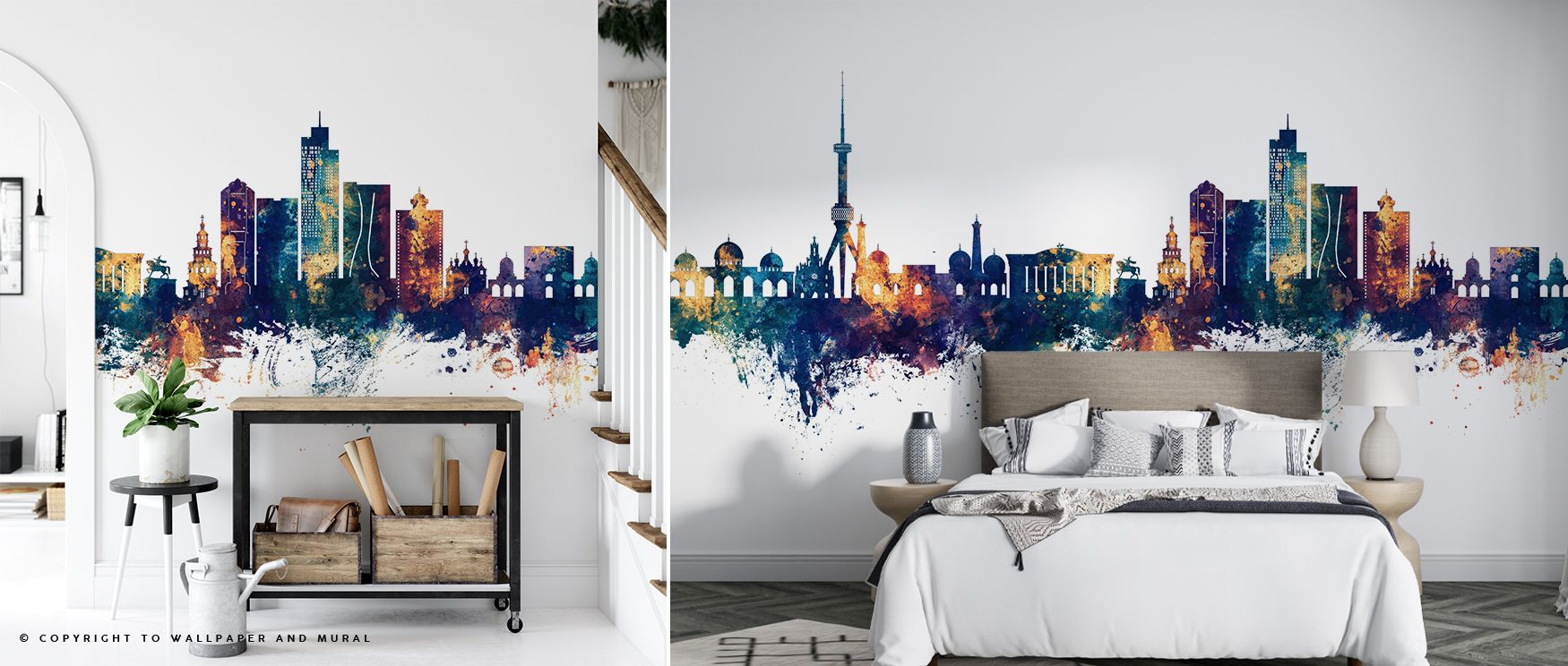 Tashkent Uzbekistan Skyline with Blue & Bronze Highlights Wallpaper presents refined balance, where glowing bronze accents meet deep blue serenity. Its composition reflects elegance and charm, evoking cultural sophistication. This design enhances bedrooms