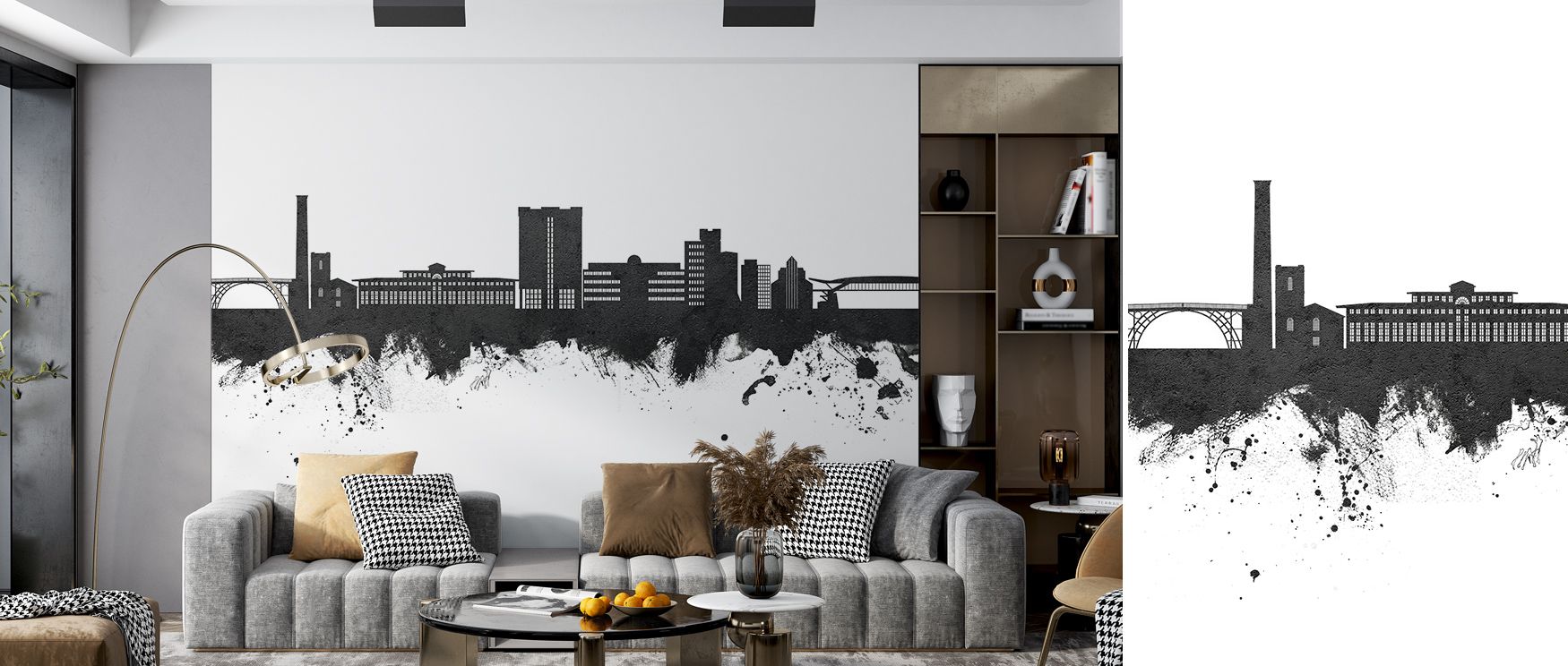 The Telford England Skyline Black & White Wallpaper carries subtle drama within its restrained palette, showcasing strong silhouettes and nuanced textures that unfold across wall surfaces, lending bedrooms, living rooms, or offices the enduring sophistica