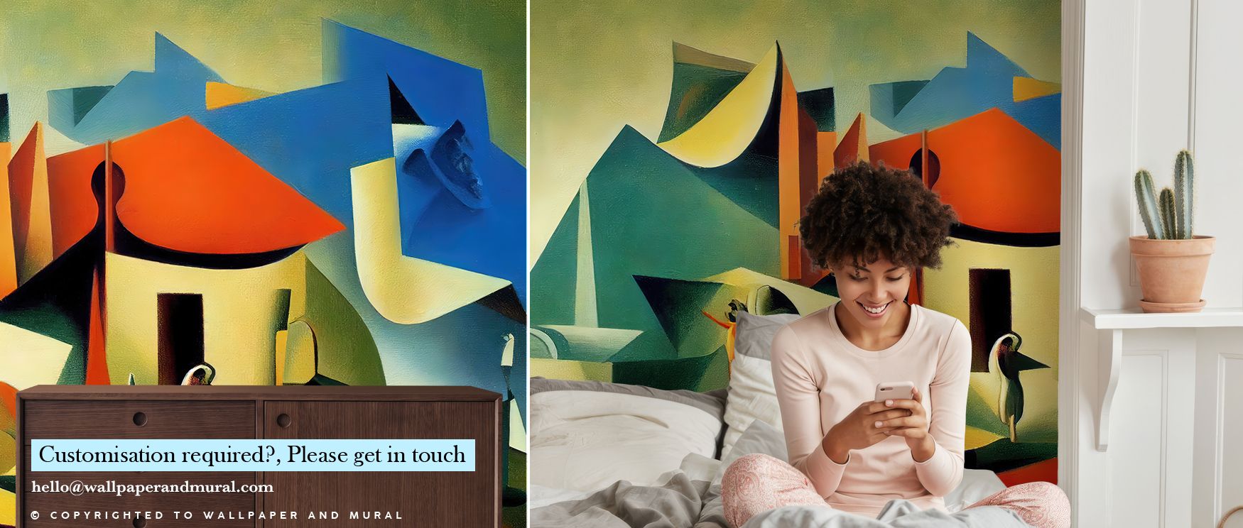 The Cubist Modern Art Wall Design captures creativity through geometric rhythm, enhancing interiors such as bedrooms, offices, or living rooms with bold abstraction, inspiring modern artistry and refined balance in decorative expression. 
