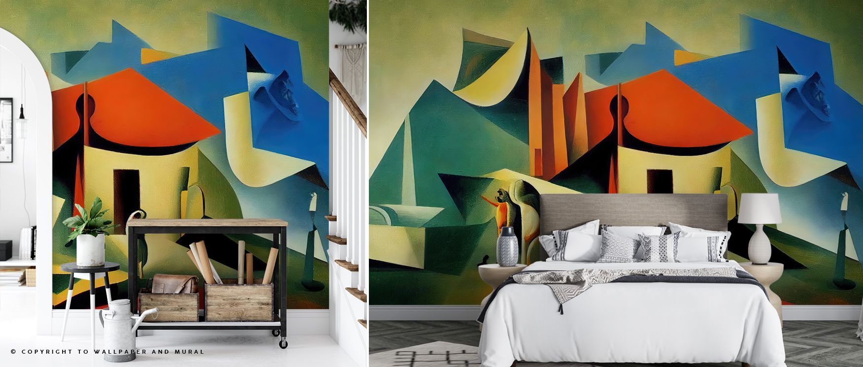 Through cubist patterns, The Cubist Modern Art Wall Design adds dynamic rhythm to walls, infusing offices, bedrooms, or living rooms with vibrancy, geometry, and artistry, shaping interiors into stylish reflections of modern sophistication. 