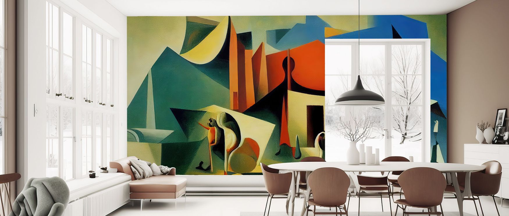 The Cubist Modern Art Wall Design brings abstract geometry into interiors, filling living rooms, bedrooms, or offices with artistic creativity, stylish rhythm, and bold sophistication rooted in modern art’s dynamic presence. 