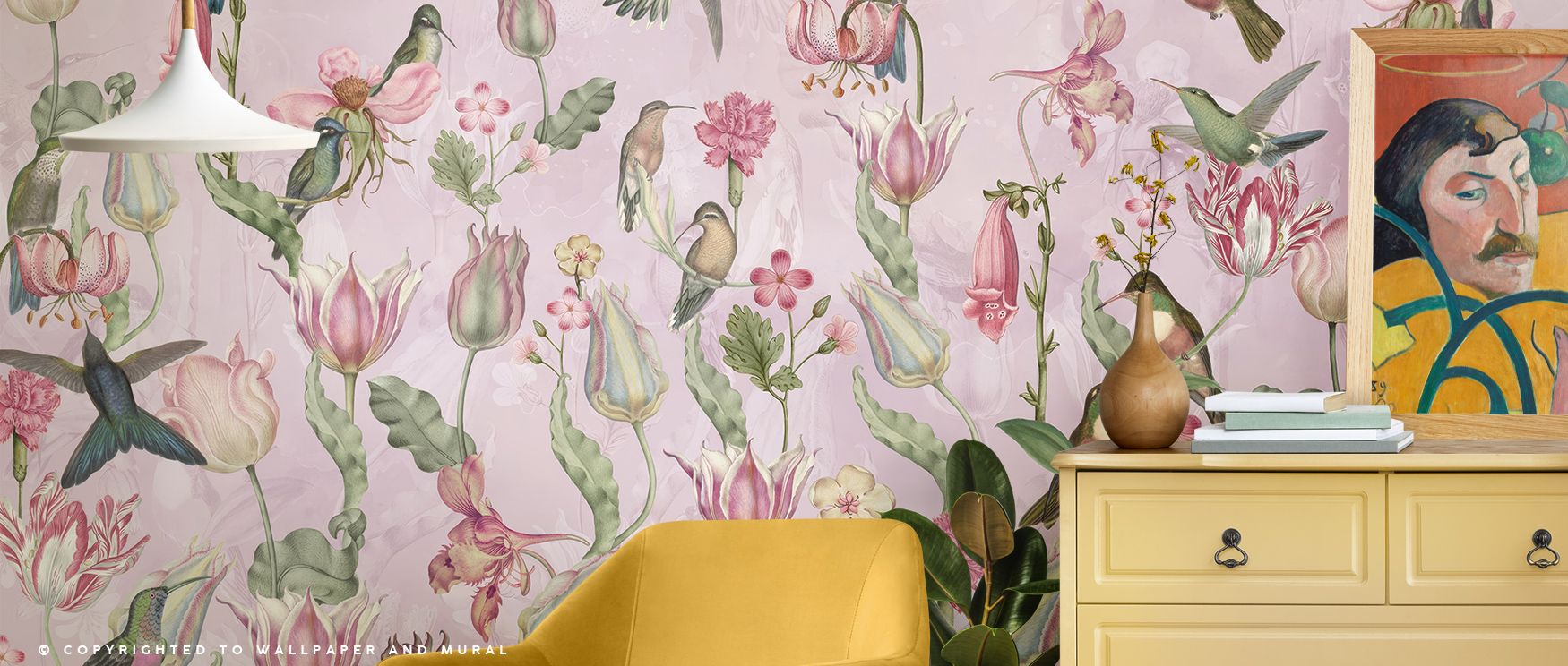The Tulips & Birds, Soft Pink Elegant Floral Wall Art embodies delicate sophistication, where blossoms and birds create harmonious presence. Its design reflects serene balance, enriching interiors with calm beauty. This refined piece enhances bedrooms, li