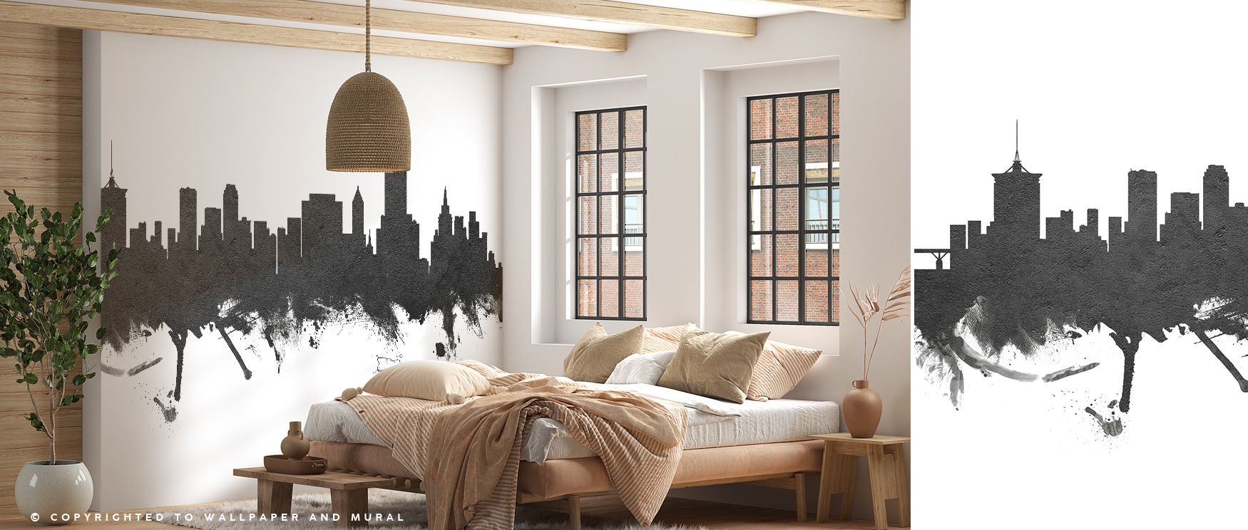 In the Tulsa Oklahoma Skyline in Black & White Wallpaper, light plays gently across structured forms, capturing a balance of strength and grace. Each building rises as a dark silhouette, embodying permanence and refinement. The monochrome palette enhances