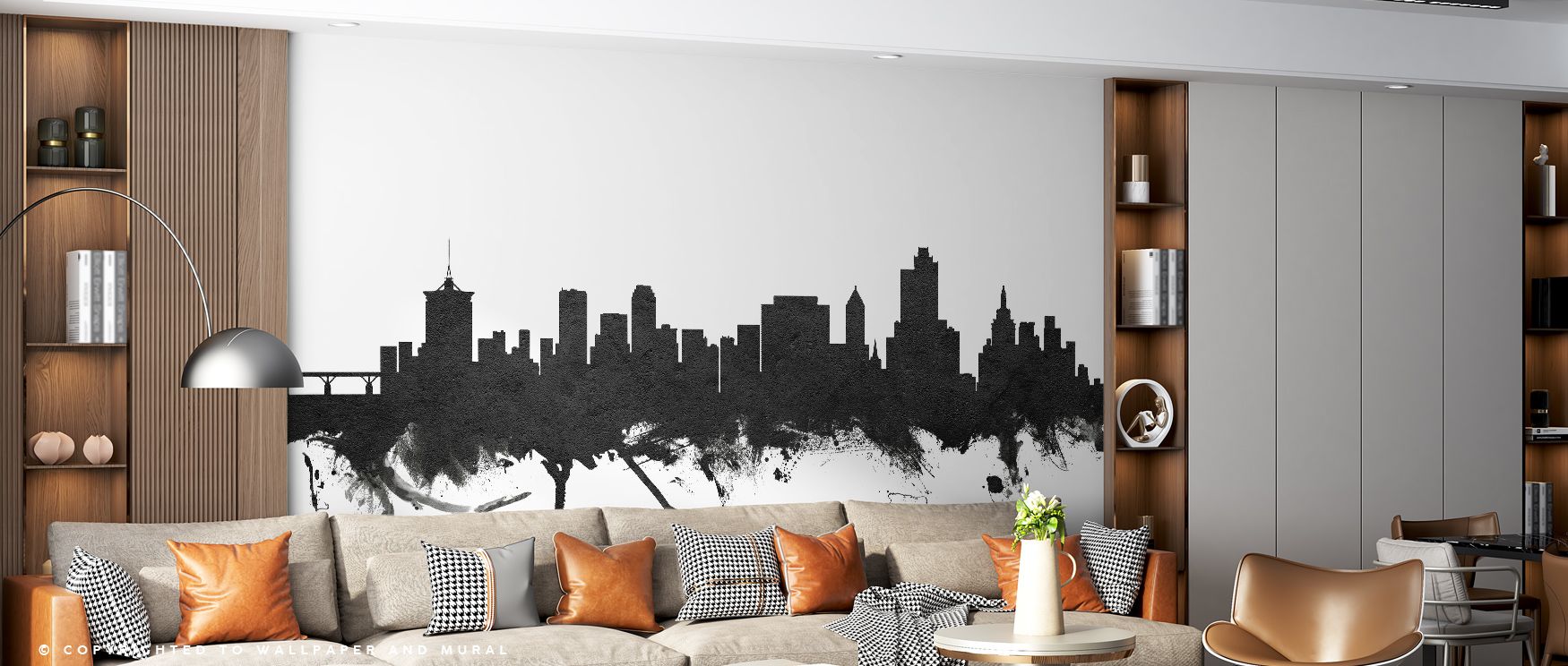 Dramatic yet serene, the Tulsa Oklahoma Skyline Black & White Wallpaper transforms city architecture into an elegant narrative. Shades of charcoal and ivory sweep across the skyline, emphasizing rhythm and balance. This piece captures both history and mod